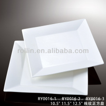 Plato cuadrado plano de porcelana blanca especial durable durable